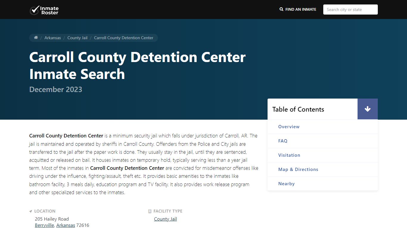 Inmate Search | Carroll County Detention Center - Berryville, AR